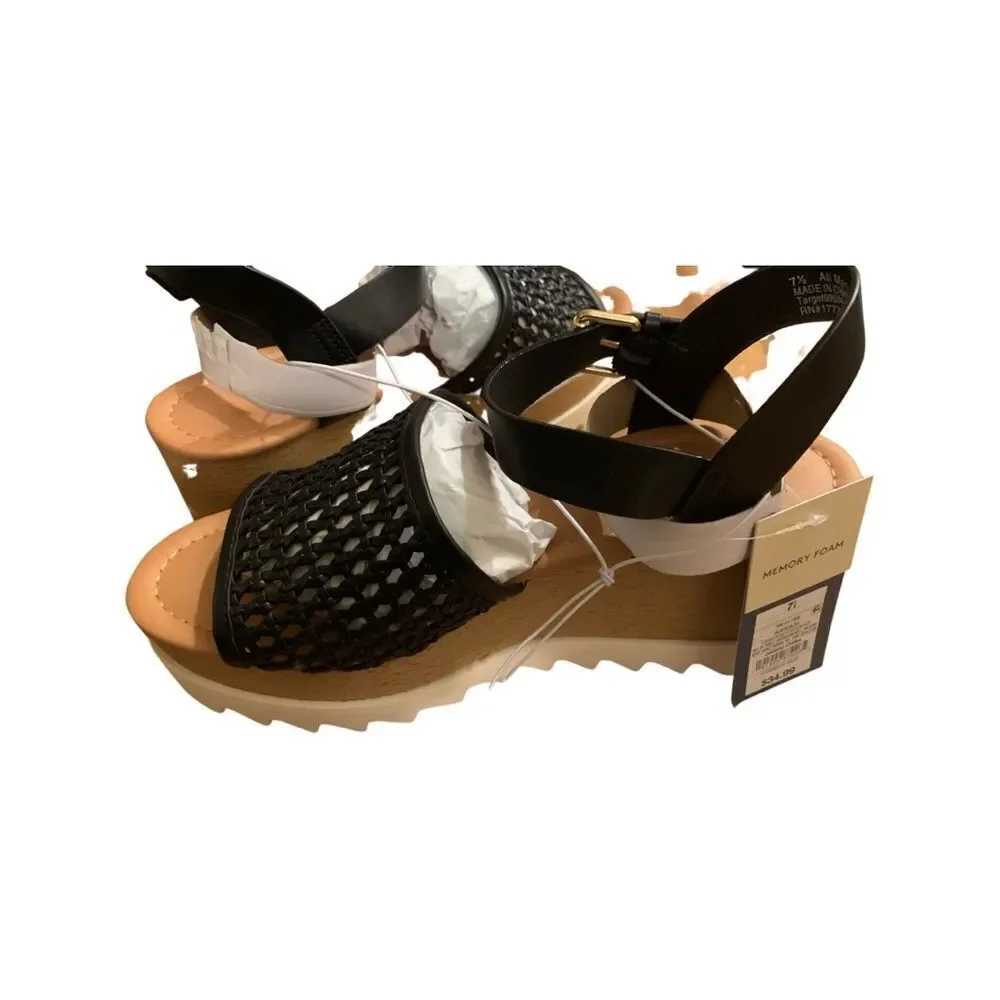 NWB Universal Thread Alba Sandals Black   - Picture 10 of 11